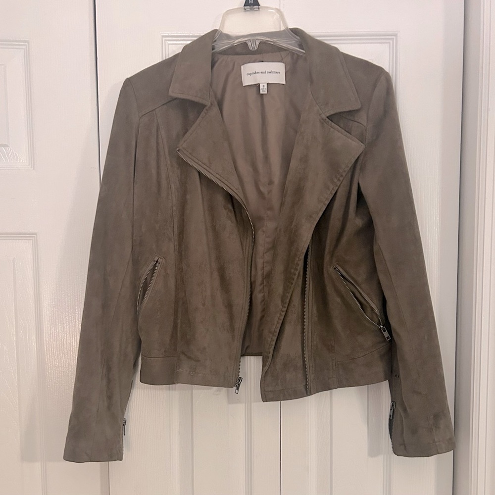 Cupcakes & Cashmere Suede Bomber Jacket